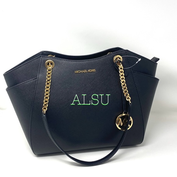 Michael Kors Large Chain Shoulder Tote Black Le - Picture 3 of 13